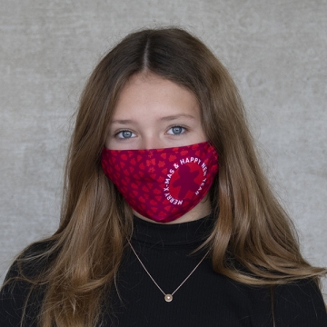 Gesichtsmaske "Merry X-mas" rot