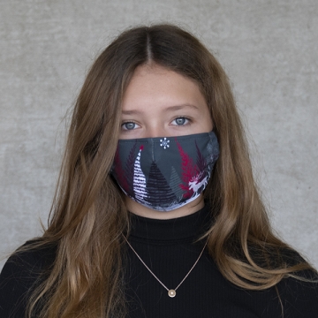 Gesichtsmaske "X-mas landscape" rot und grau