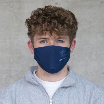Gesichtsmaske "Merry X-mas Herz" blau